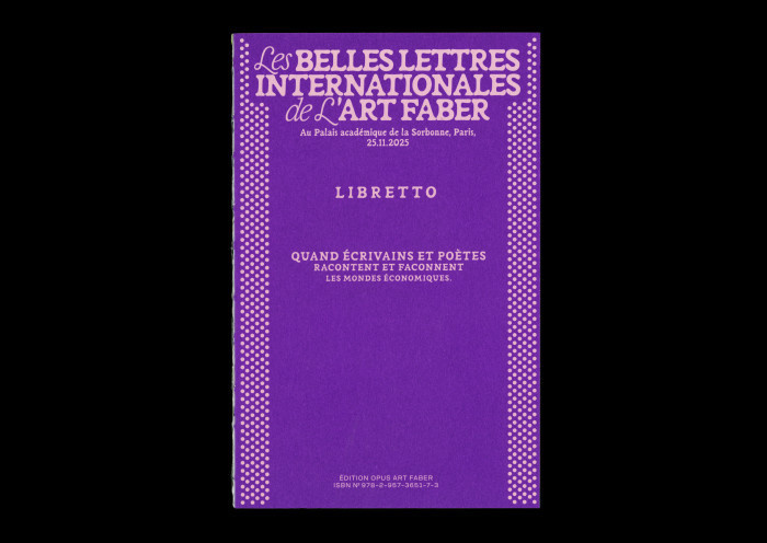 Couverture du livre Les Belles lettres internationales de l'Art faber, imprimée en violet et rose clair